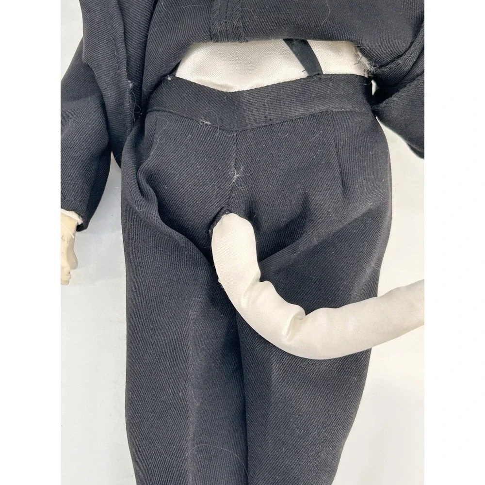 Vintage Anthropomorphic Fancy Dog Wearing Tuxedo Porcelain Plush Doll 18